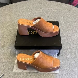 CCOCCI Brown Platform Mules